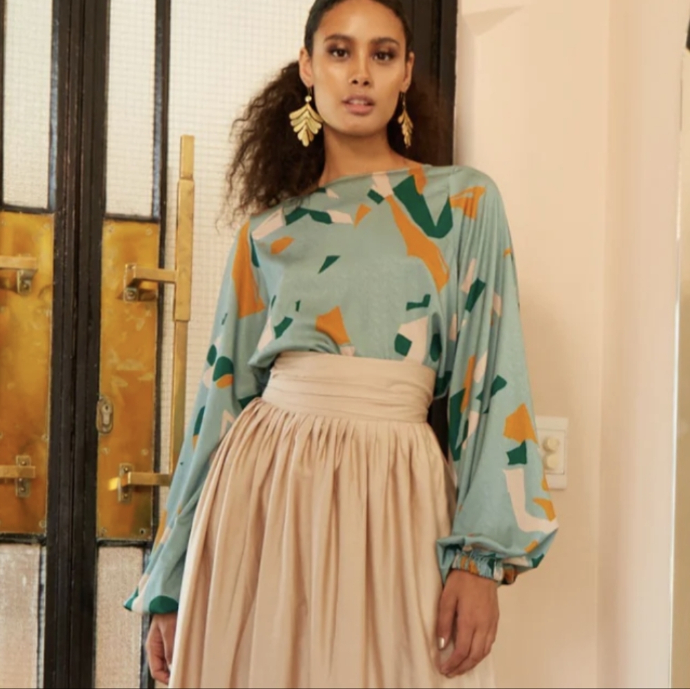 COPY - Diarrablu Reem top teal patterned blouse, size Xlarge